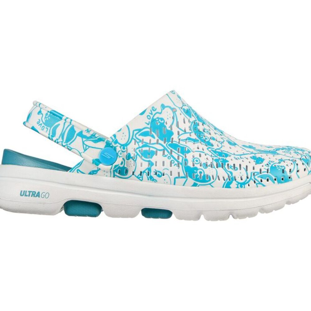 Skechers GOwalk 5 Women's Slipper Sandal – 111001 Real Teal Green | Plush Faux F